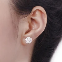 japanese and korean version of thick silver plated earrings for women romantic and elegant rose copper earrings for women