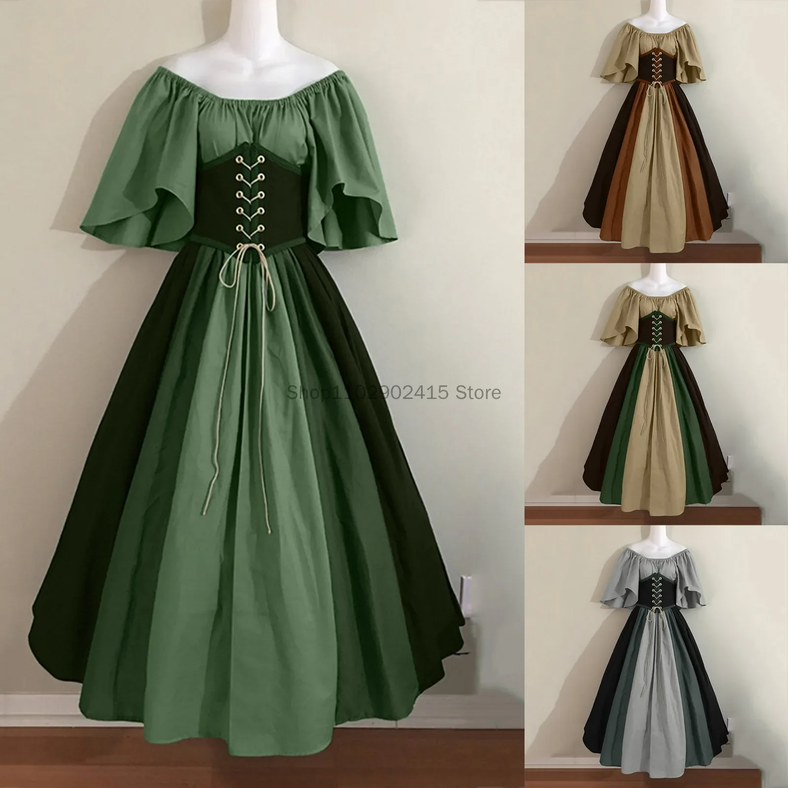Женские дворцовые средневековые костюмы платье винтажное Victoria на шнуровке