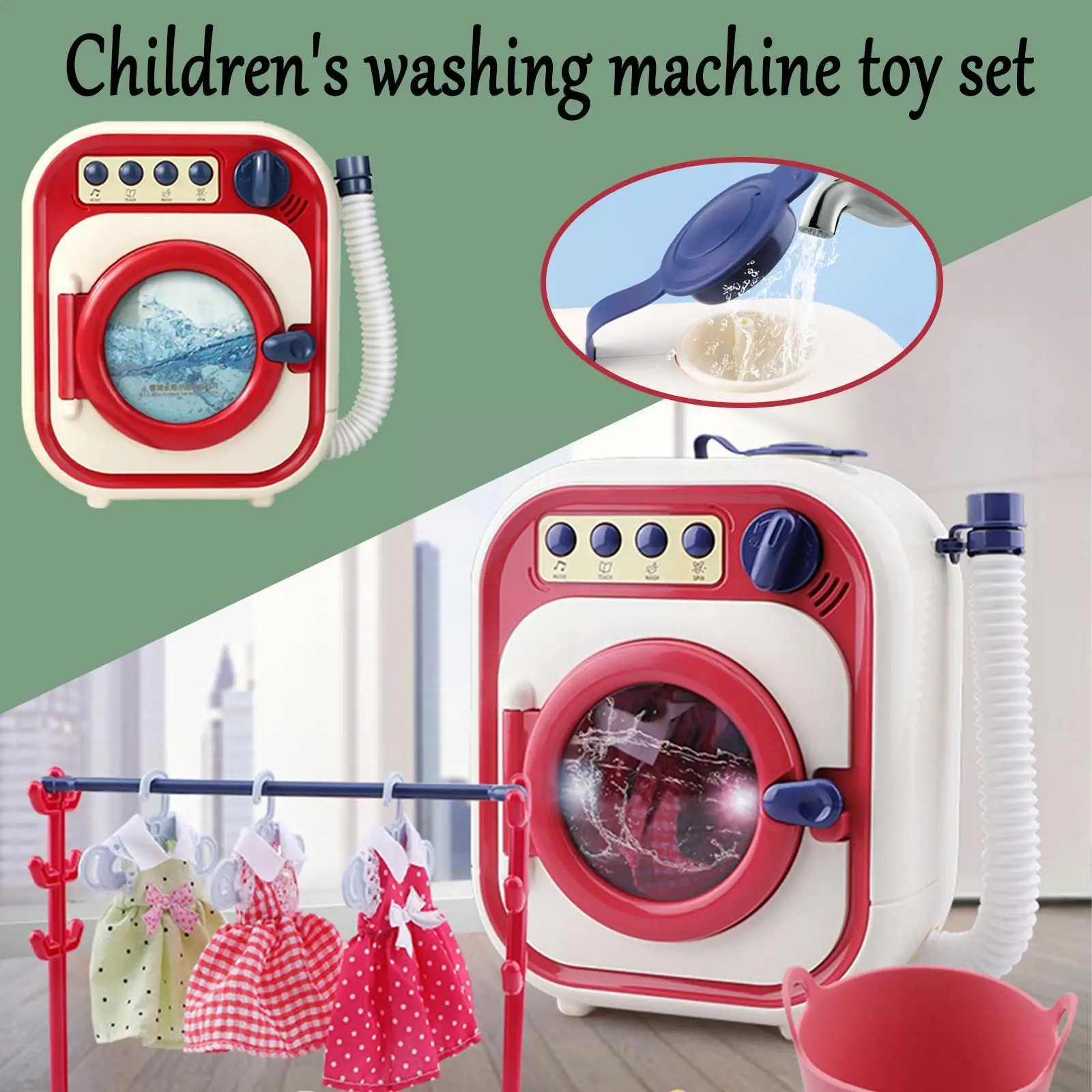 

Kids Washing Machine Toy Pretend Play House Mini Simulation Electric Toys Rotate Kinetic Cleaning Preschool Toys For Girls S3D0