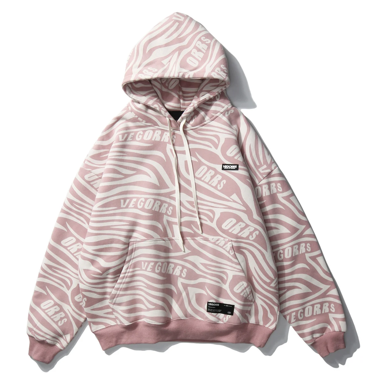 

Мужская свободная зимняя толстовка с капюшоном и принтом зебры