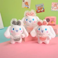 sanrio kawaii anime cinnamorol cross dressing dog japanese cute pendant cartoon soft plush toy choolbag doll keychain for girl