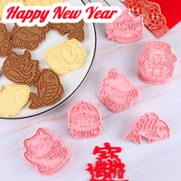 2022 chinese happy new year cookie cutters mold 3d fortune cat boys girls fish shape cookie run baking tools kitchen accessories