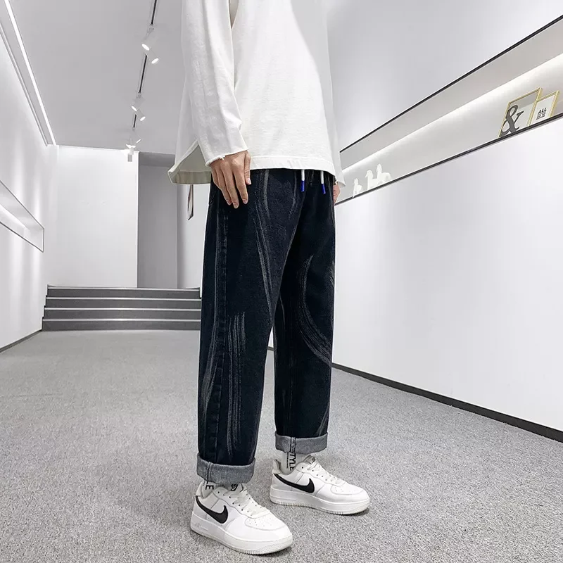 2022New Size Summer Harem Jeans Men Stretched Denim Pants Streetwear Black Joggers Men Casual Baggy Jeans Trousers 6XL 7XL 8XL