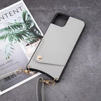 luxury wallet diagonal lanyard leather case for iphone 7 8 plus x xr 11 12 13 max pro mini makeup mirror with stand phone cover