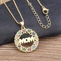 nidin elegant fashion rainbow heart crystal mother name pendant necklace zircon jewelry femininity long chain mothers day gifts