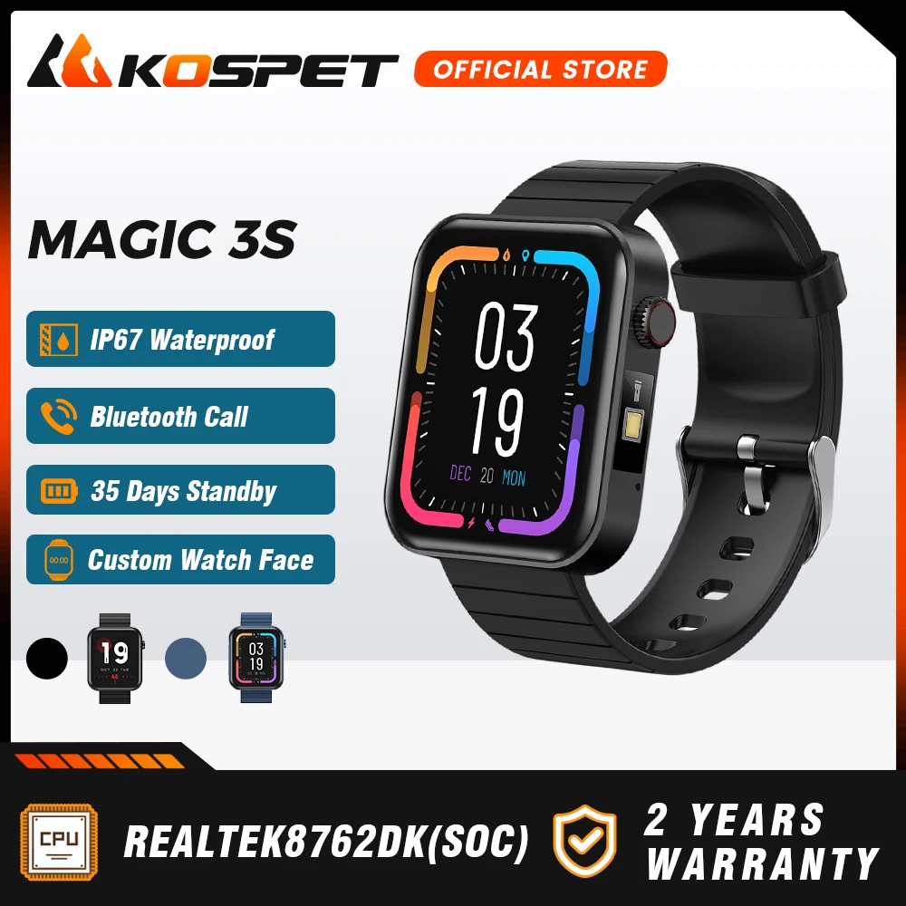 

2023 KOSPET MAGIC 3S Smartwatch Women Dial Call Speaker DIY Watch Face Heart Rate Monitor Black Blue Sport Smart Watch For Men