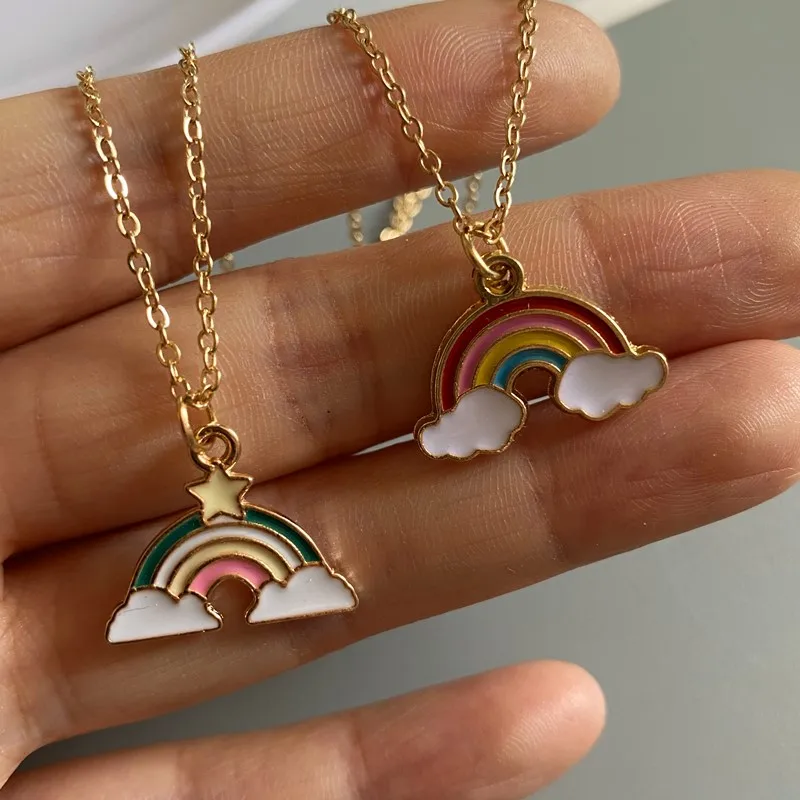 

Korean Fashion Rainbow Necklace for Women Star Horse Design Colorful Necklace Gift for Friend Wholesale Jewelry