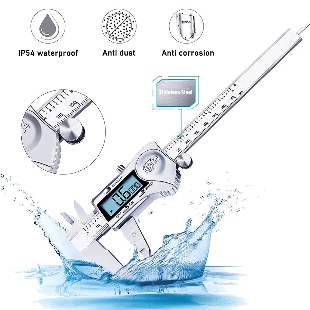 

Штангенциркуль с нониусом, водостойкий IP54, 0-150 мм