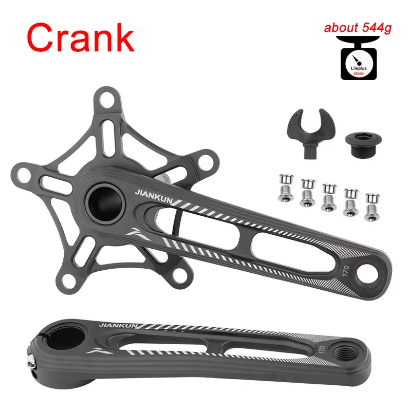 

JIANKUN Folding Bicycle Parts Crankset BCD130mm Ultra Light Aluminum Alloy Hollow Crankset Chainring 52/53/56/58T Bicycle Parts