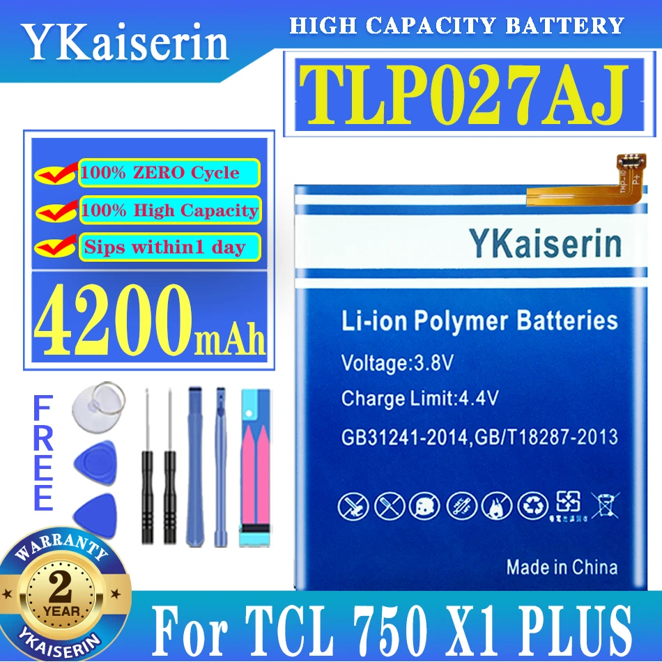 

YKaiserin Replacement Battery for TCL 750 X1 PLUS X1PLUS TLP027AJ 4200mAh High Capacity Battery + Track Code