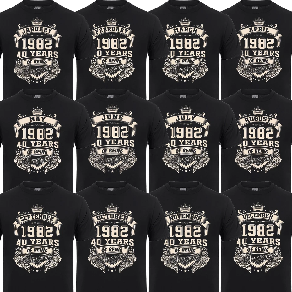 

Born In 1982 40 Years Of Being Awesome T Shirt January February April May June July August September October November December