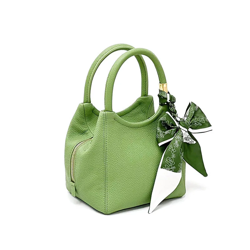 

Green Ladies Handbag Well-known Brand Tote Bag High Quality Leather Shoulder Bag Silk Scarf Butterfly Fashion Small Diagonal Bag