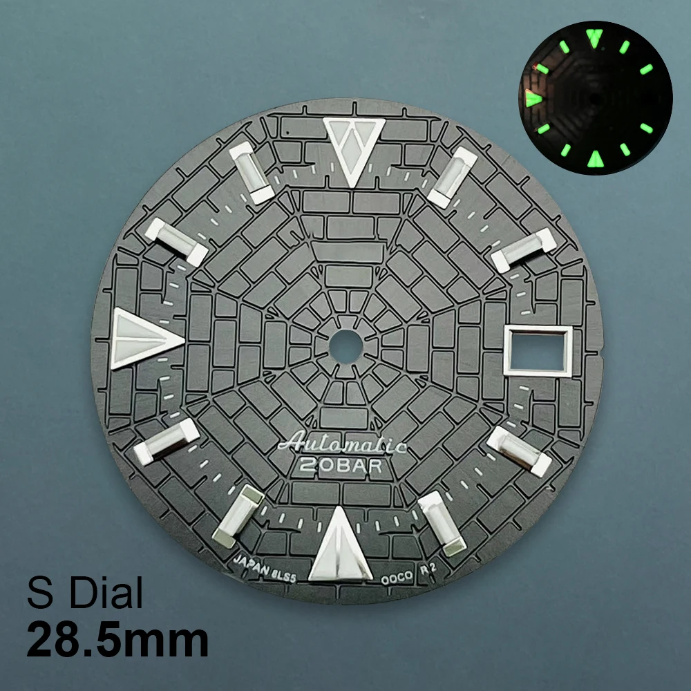 Циферблат QUJING 28 5 мм зеленый светящийся для механизма NH35