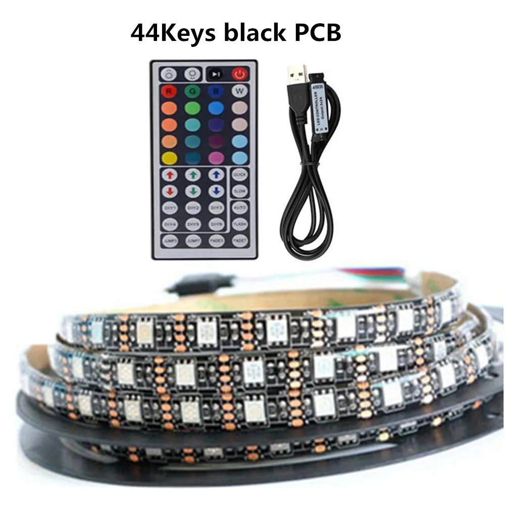 

5V USB LED lights 44Keys control Black/White PCB luces LED strip RGB light strips for room DIY decoration 5050SMD 60LEDs/M lamp
