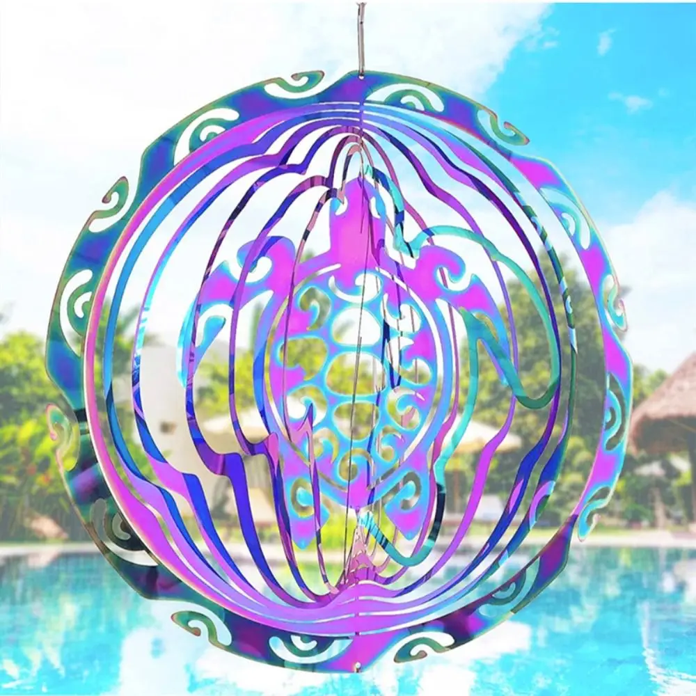 

Metal Raibow Wind Spinners Stainless Steel Blanks Turtle Windbell Durable Colorful Rotating Wind Chime