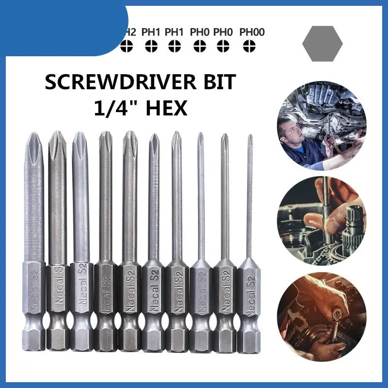 

65mm S2 Screw Driver Bits Magnetic PH Electric Screwdriver Bit Tool Hex Phillips Cross Head Security Tamper Proof Screw Driver