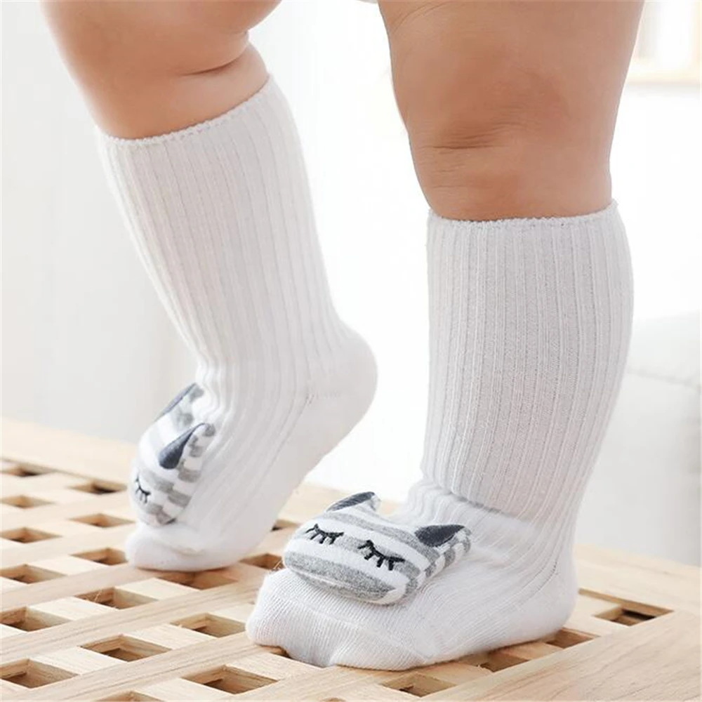 Cute Cartoon Animal Baby Socks for Boy Girl Winter Spring Socks Cotton Bear Cat Elephant Soled Newborn Toddler Socks Baby Stuff