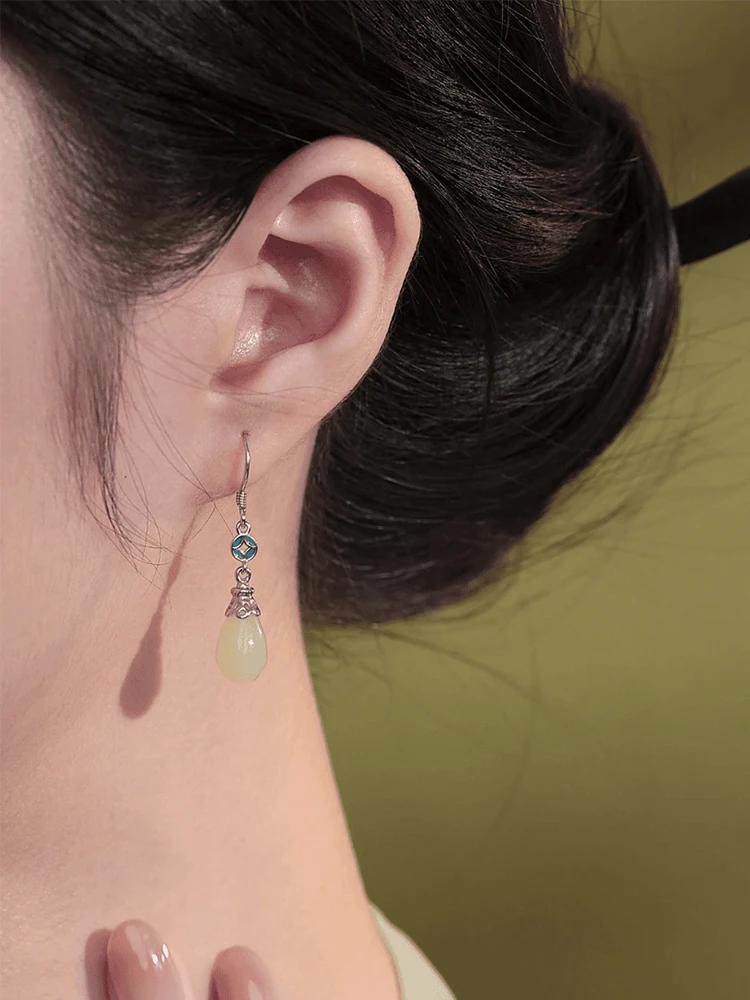 Серьги из натурального нефрита Hetian с магнолией женские дизайнерские серьги