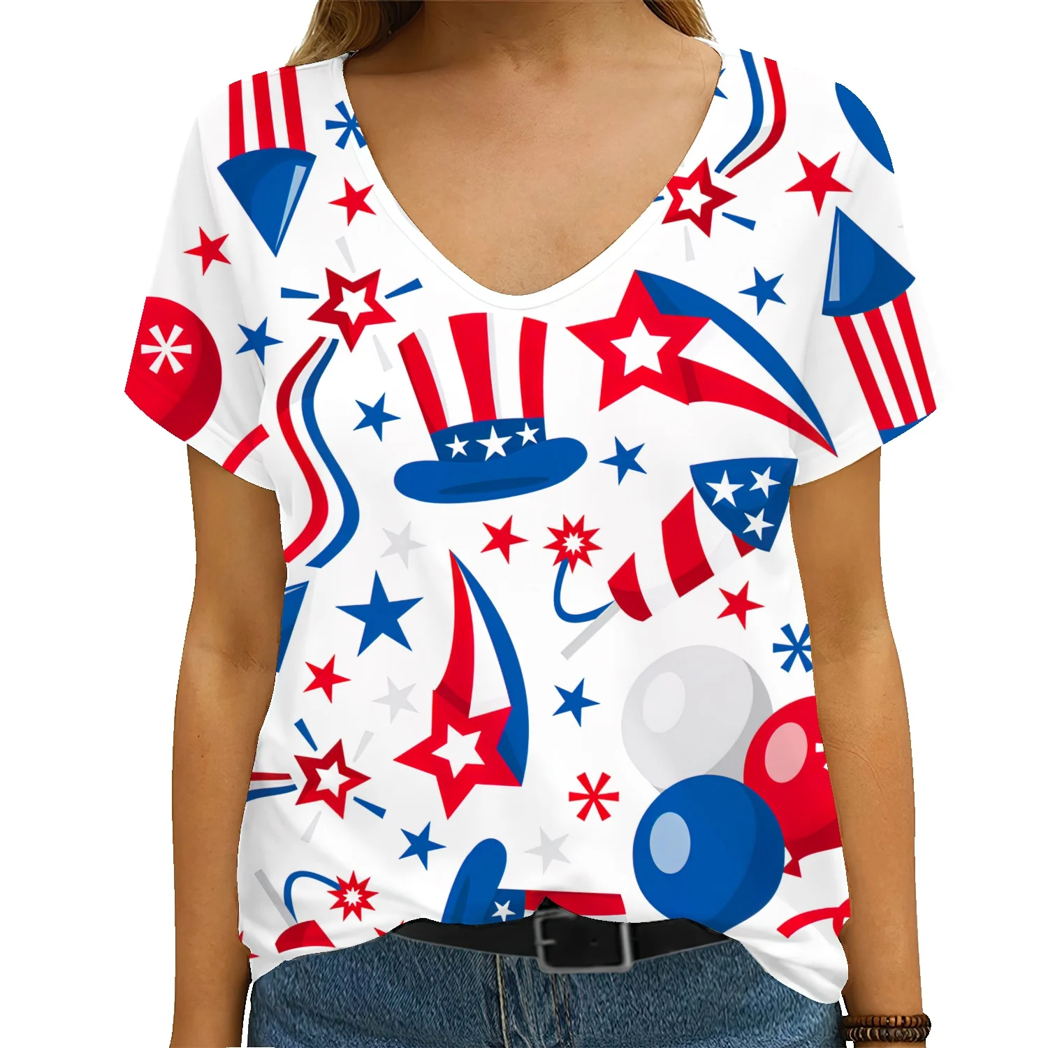 

Футболка с V-образным вырезом и коротким рукавом