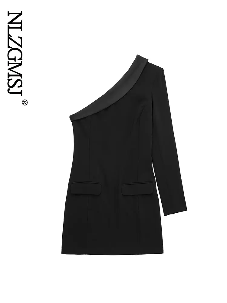 

Nlzgmsj Blazer Dress Woman 2022 One Shoulder Mini Dress Women Autumn Long Sleeve Casual Women Dresses