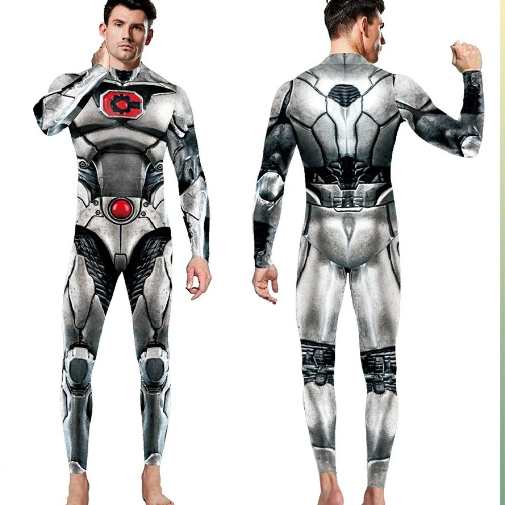 

Superhero Victor Stone Cosplay Costume Semi Mechanical Biochemical Human Bodysuit Men's Women's Halloween Party Costume