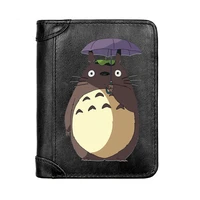 luxury anime totoro printing genuine leather men wallet classic pocket slim card holder male short purses
