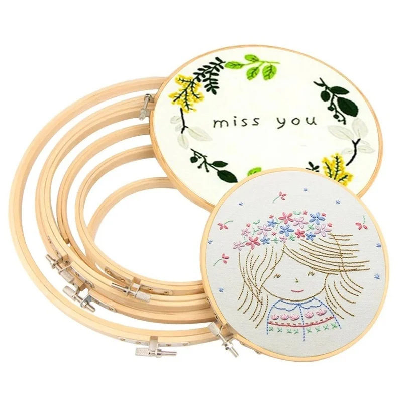

3-12 inch Wooden Bamboo Embroidery Frame Oval Embroidery Hoop Ring Cross Stitch Machine DIY Needlecraft Household Sewing Tool