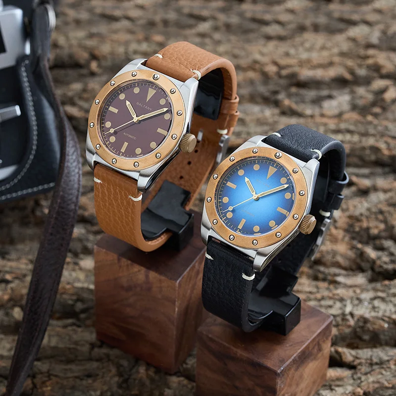 Фото Автоматические часы Baltany с бронзовым безелем Cusn8, механизмом NH38, водонепроницаемостью 20 бар, сапфировым стеклом, винтажные дайверские часы, дизайн Wheelking №2