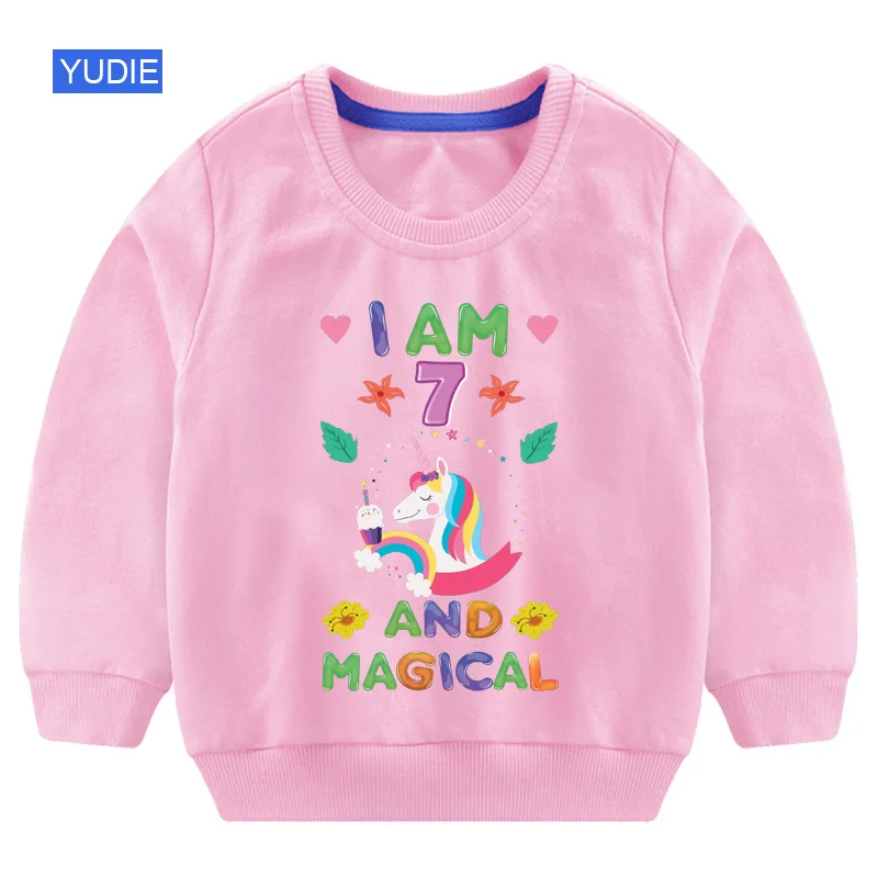 

Свитшот принцессы с единорогом, новый год 2022, весенняя одежда для маленьких девочек, Детский Повседневный костюм на день рождения вечерние ...