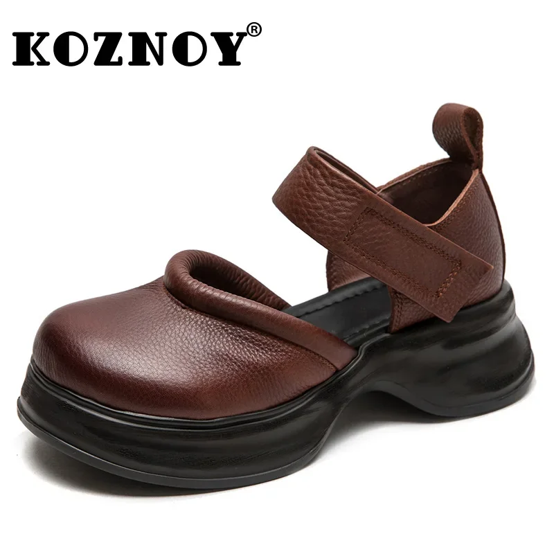 Koznoy/женская женская обувь Мэри Джейн из коровьей натуральной кожи с этническим