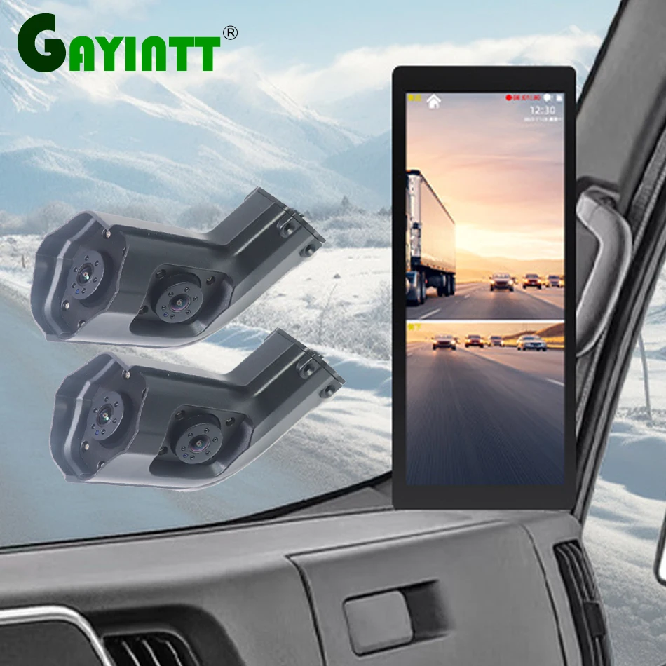 GAYINTT 10.36 Inch Truck Bus 2 Channel Screen DVR BSD Recorder Car LCD Electronic AHD Rear View IPS Mirror Monitor with camera