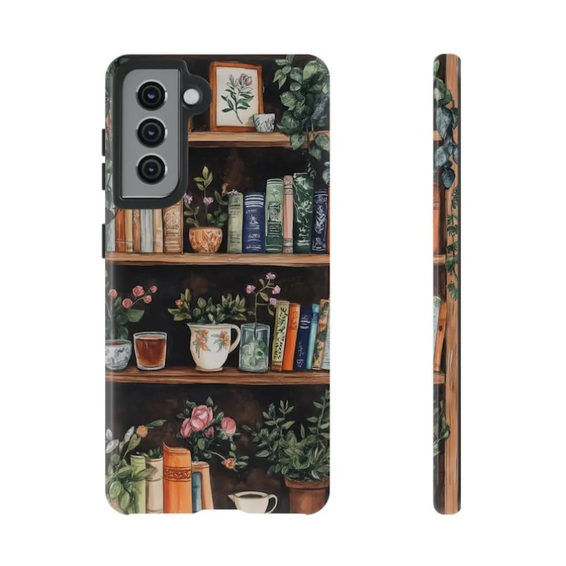 Темный чехол для телефона с книжной полкой iPhone 16 15 14 13 12 11 Pro Max Plus роскошная