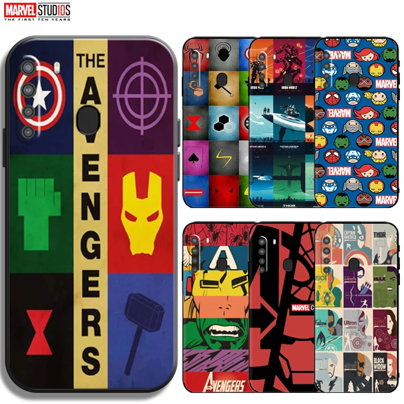 

Marvel Avengers Logo Phone Case For Samsung Galaxy A21 A21s Funda Black Silicone Cover Coque