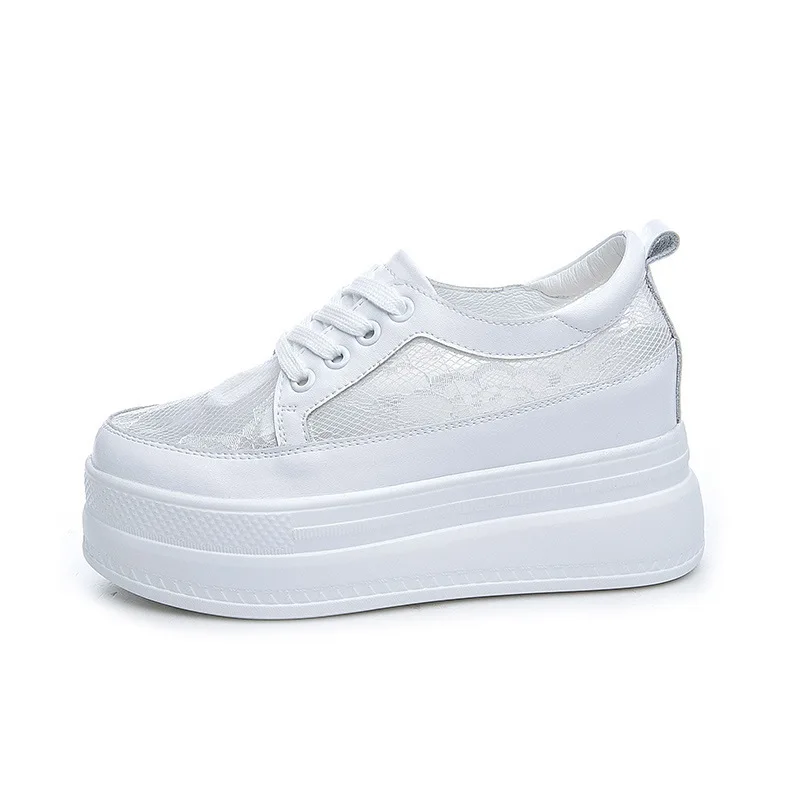 

8cm Air Mesh Breathable Women Summer Shoes Platform Wedge Sneakers Breathable Hidden Heel Fashion Sneakers Summer Shoes