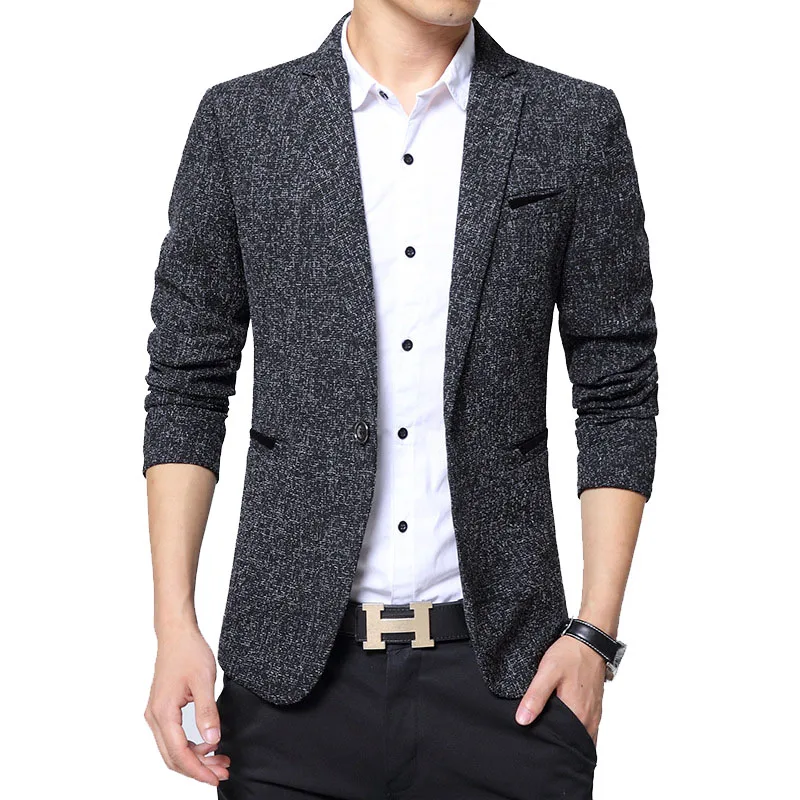Новая мужская повседневная модная мужская куртка, повседневная облегающая британская куртка, деловая офисная мужская куртка от AliExpress WW