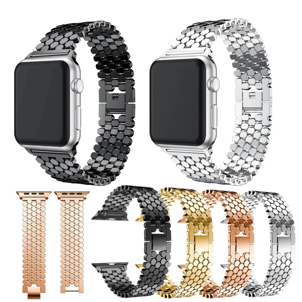 

Металлический ремешок в виде рыбьей чешуи для Apple Watch 8/7/se/6/5/4 поколения iwatch 3/2/1 Series