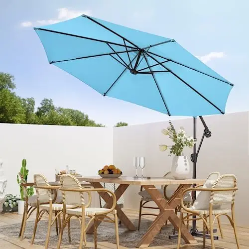 

Offset Umbrellas Cantilever Umbrella, Large Outdoor Umbrella w/Infinite Tilt, Waterproof UV Protection & Cross Base for Back