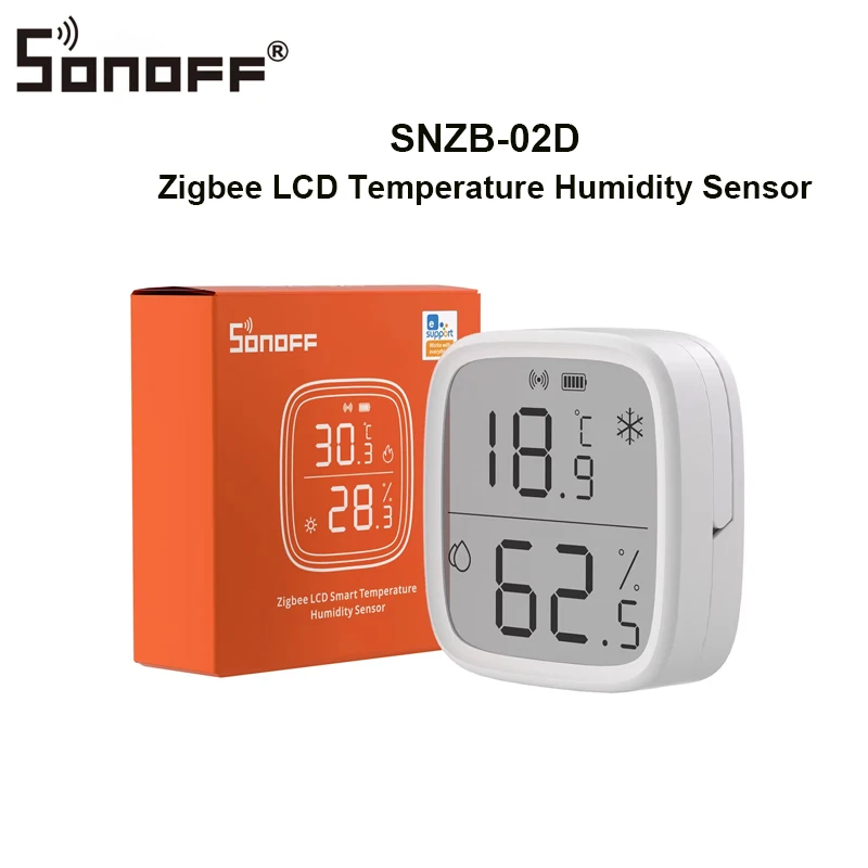 

SONOFF SNZB 02D Zigbee датчик температуры и влажности с ЖК-экраном для EWeLink SONOFF ZigBee Bridge Alexa Google Home Alice