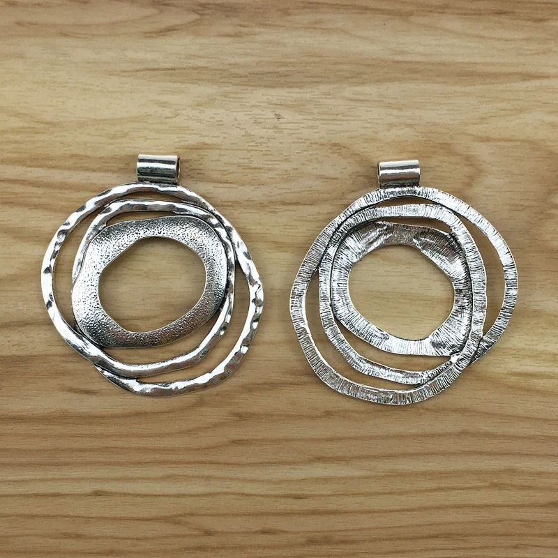 

5pcs/Lot Tibetan Silver Large Boho Open Hollow Irregular Round Charms Pendants for Necklace Jewelry Making Accessories