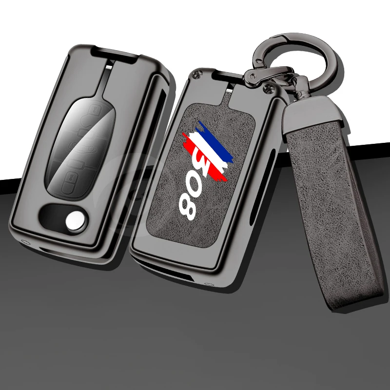 

Zinc Alloy Car Remote Key Case Cover Fob Shell Holder For Peugeot 308 gt line sw t9 Protected Key Bag Keychain Auto Accessories
