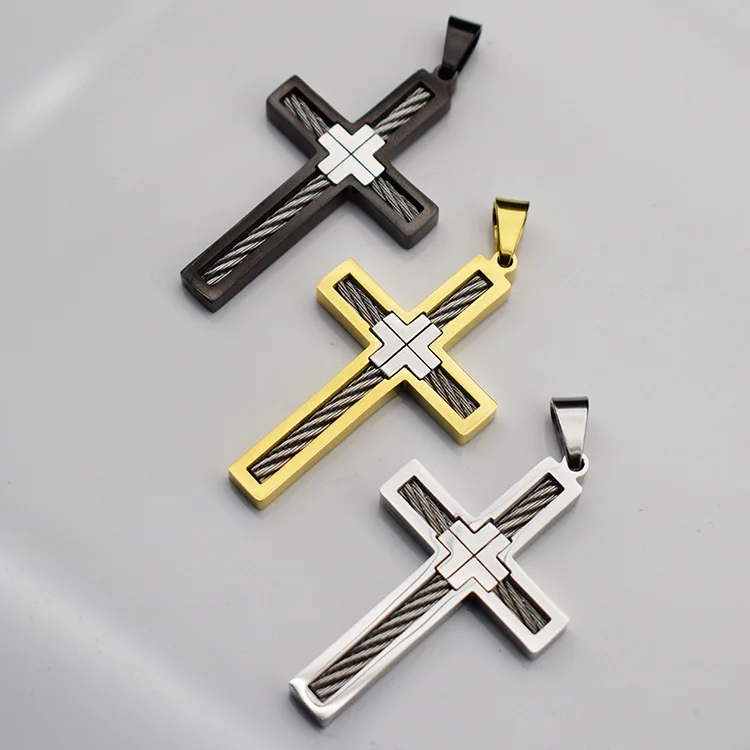 

Европейская и американская мода креативное ожерелье с крестом титановая сталь полая христианская цепочка мужской кулон орнамент оптовая п...