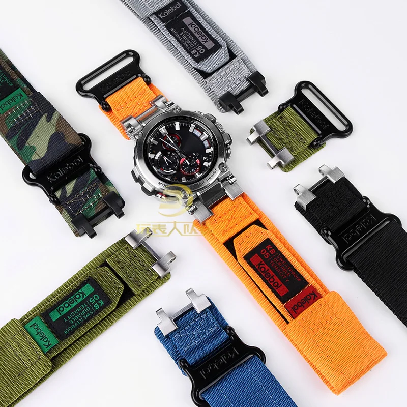 Waterproof sports canvas watchband modification for Casio 5544 MTG-B1000 easy to stick nylon watch strap accessories men