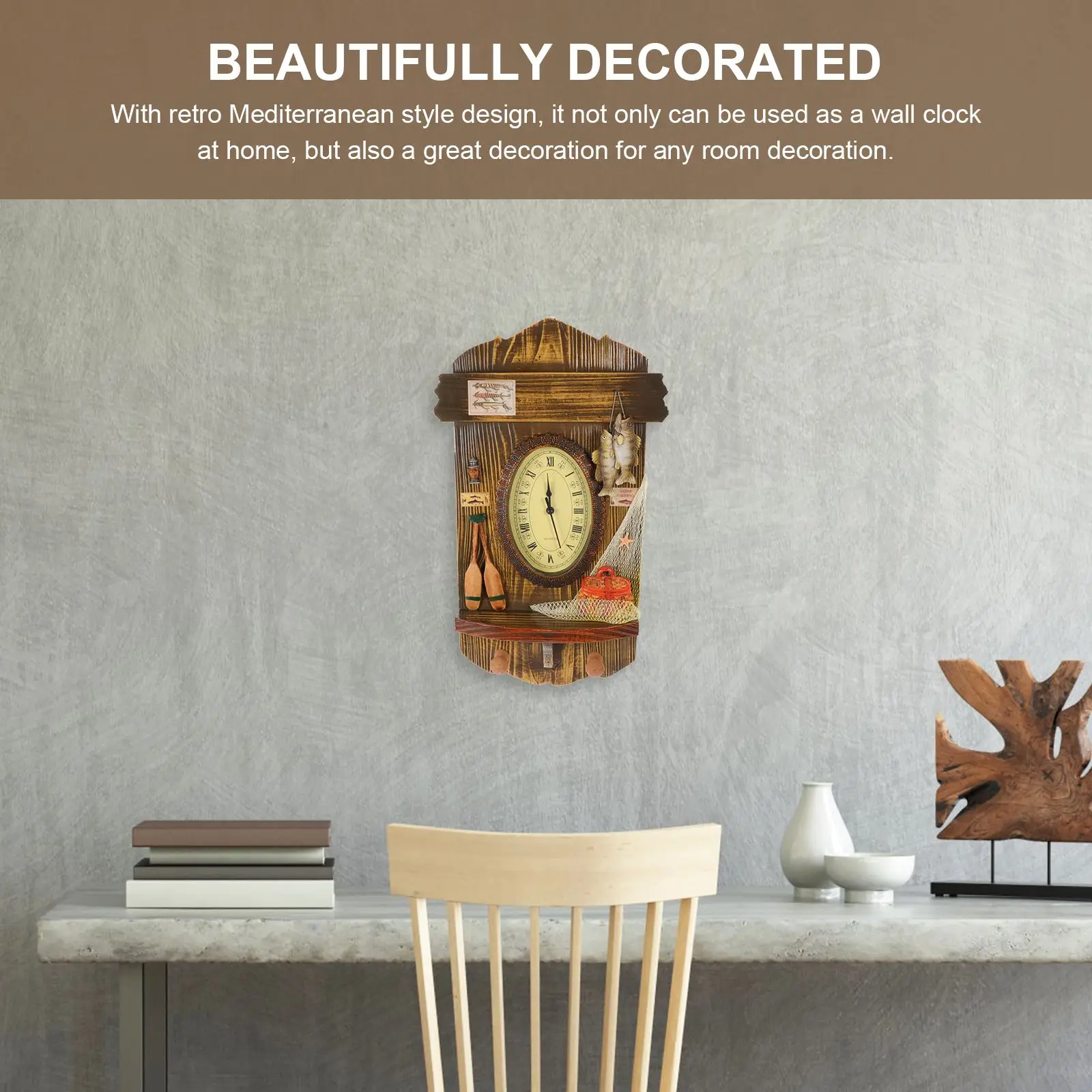 Часы настенные в стиле ретро винтажные тихие украшения средиземноморском