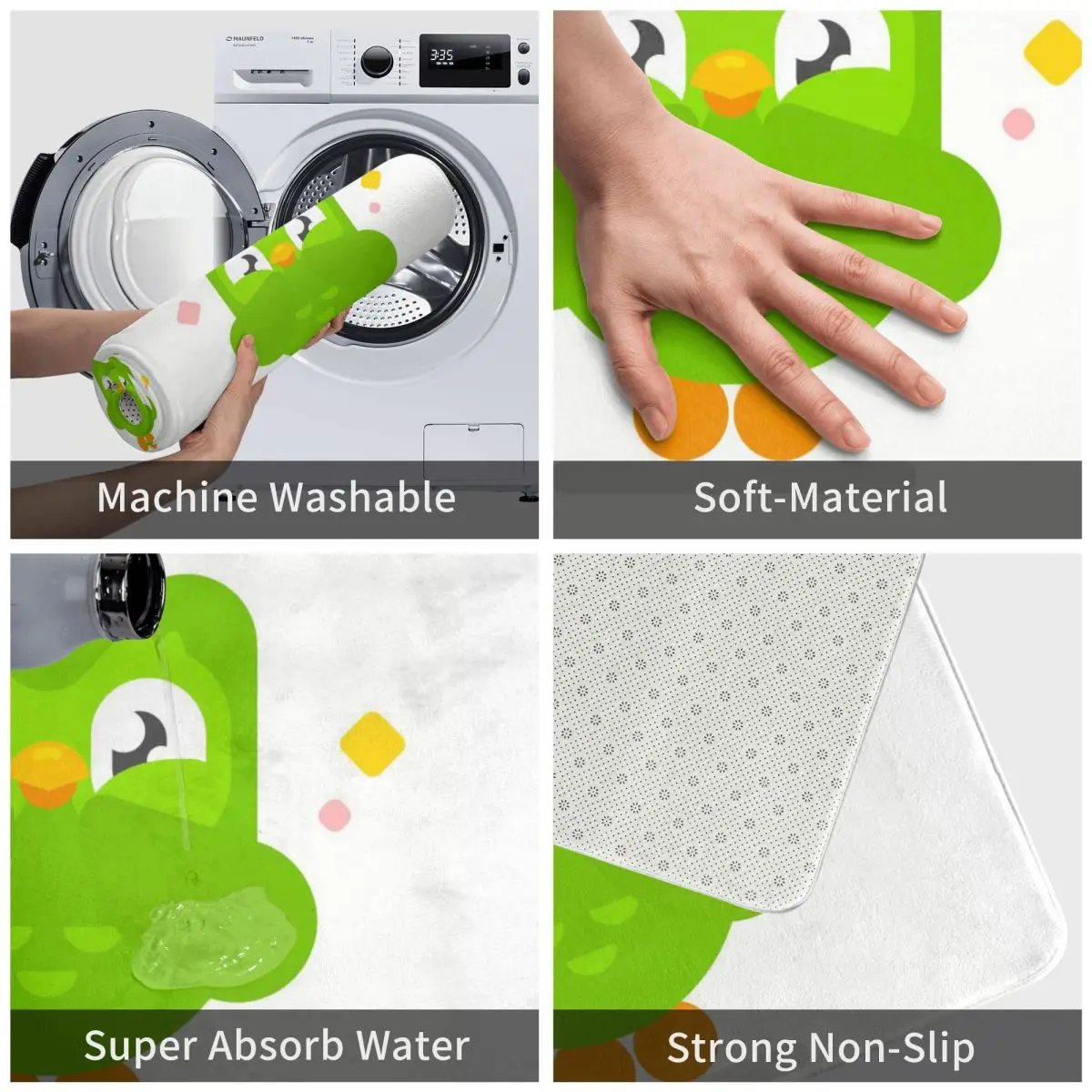 Duolingo Owl Duo Противоскользящий коврик напольный прочный ковер для кухни входа дома