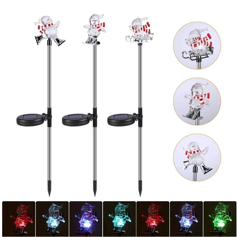 

Рождественский снеговик, светодиодный светильник на солнечной батарее, уличный садовый светильник для газона, декоративный светильник, св...