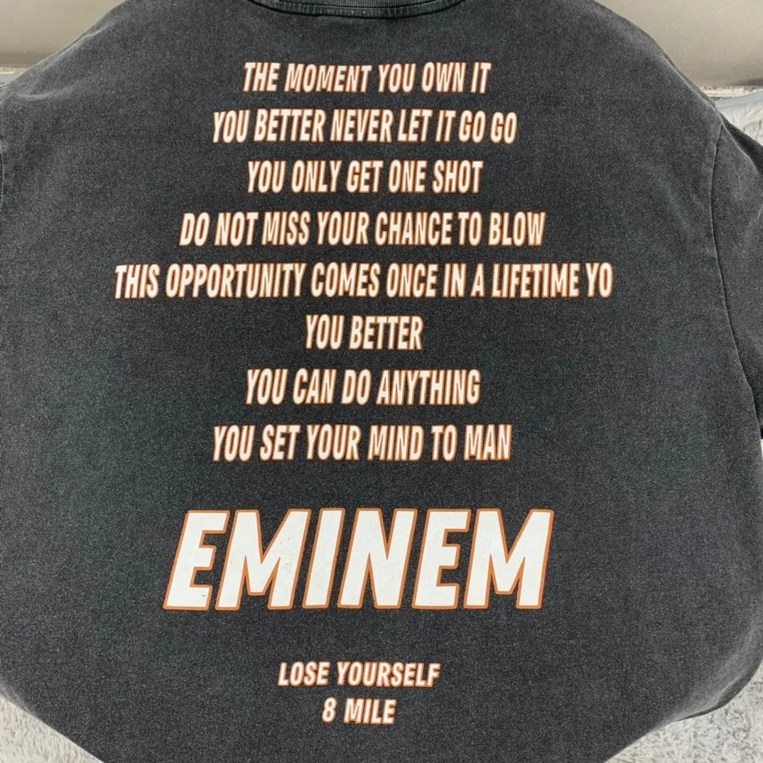 Винтажные футболки Eminem 8 Mile High Street в стиле хип-хоп с буквенным принтом мужские и