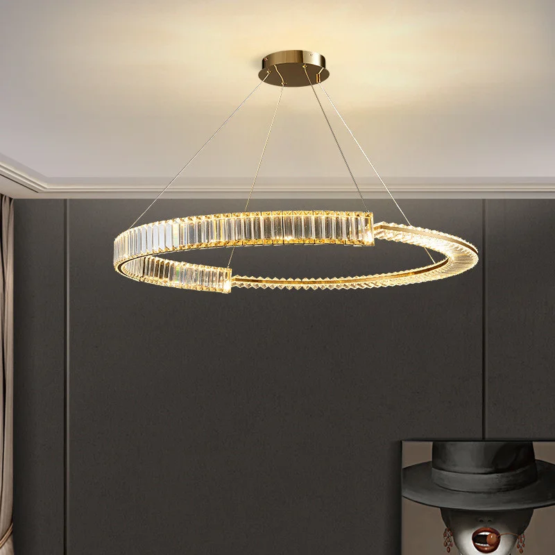 

Chandeliers Modern Living Room Lustre Luxury Led Dimmable Pendant Irregular Gold Metal Crystals PendantLed HangFixture Lamp