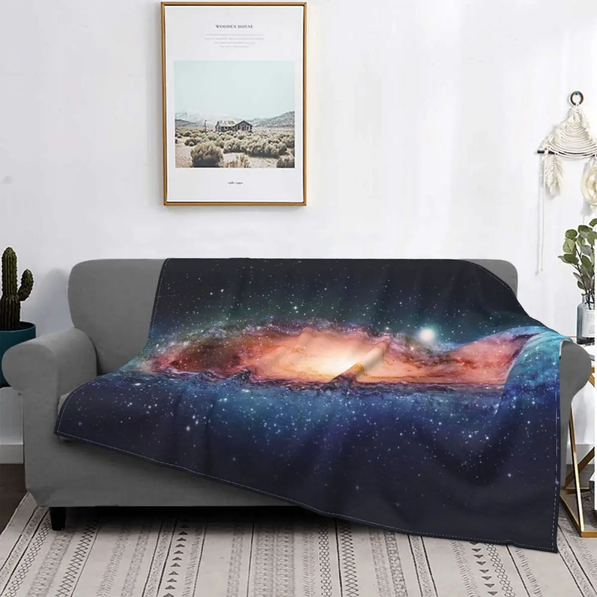 

Одеяло для ночного пространства Galaxy Star Sky, всесезонное мягкое портативное Фланелевое покрывало для дивана, спальни