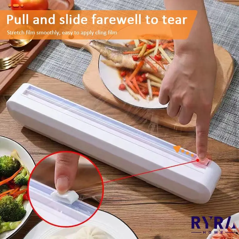 

Fixing Foil Cling Film Wrap Dispenser Plastic Sharp Cutter Storage Holder Food Wrap Dispenser Cutter Kitchen Tool Accessories