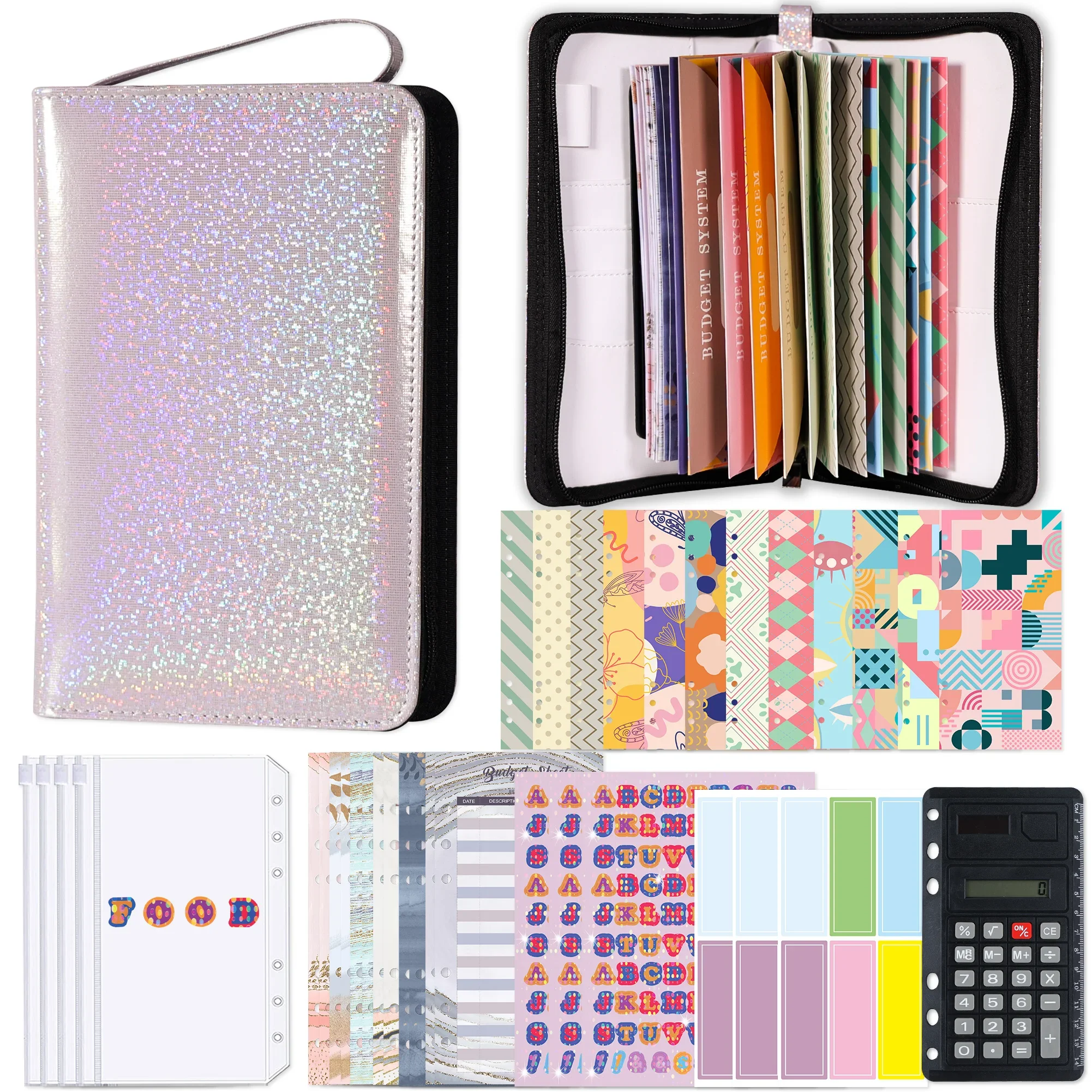 

Envelopes With Binder Budget For Cash Leather Money System Wallet Bill Organizer Planner Saving Pockets Zipper Calculator,